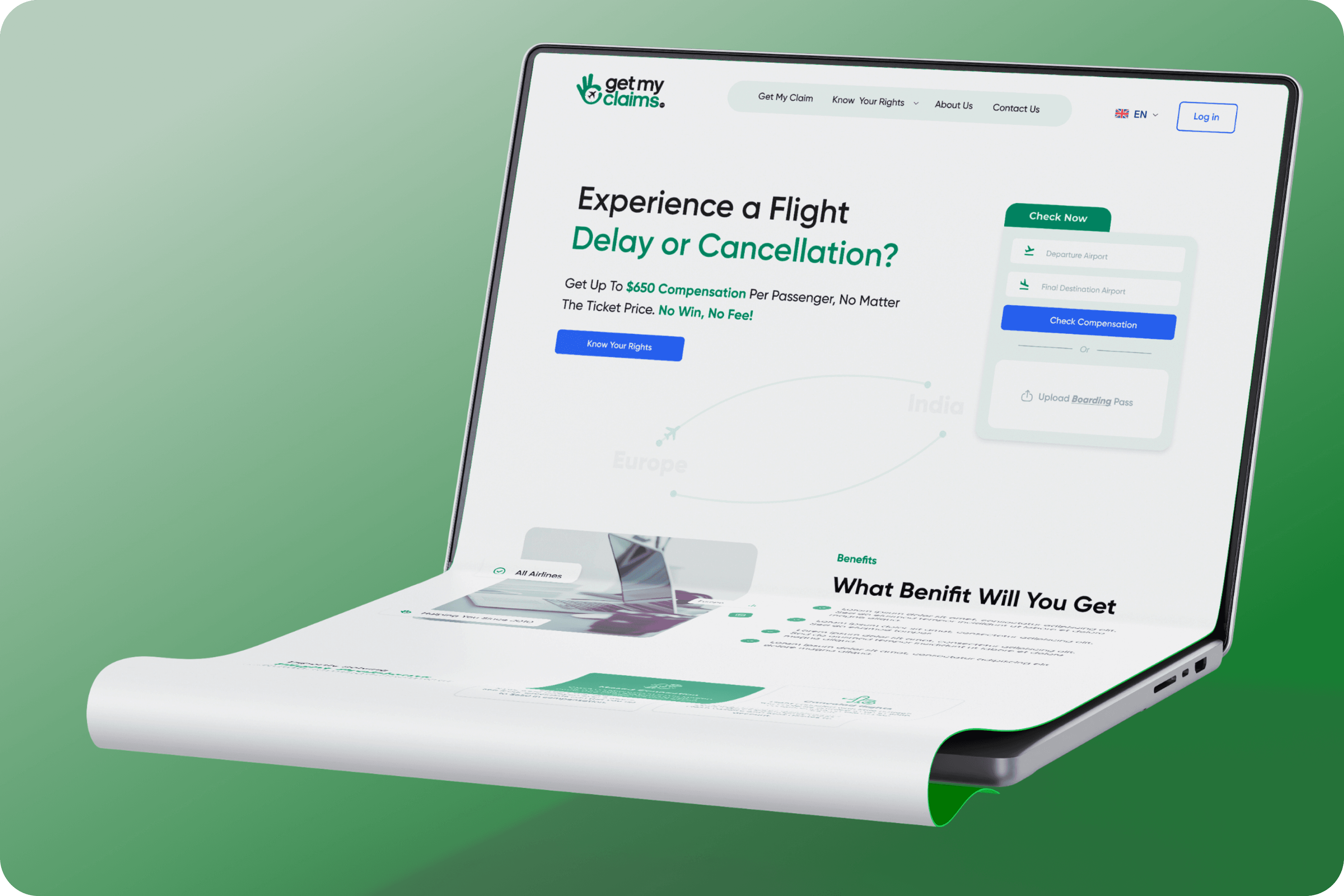 Get My Claims flight compensation website presentation